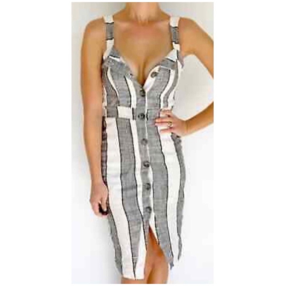 LINEN BLEND URBAN ROMANTIC WOMEN’S MIDI DRESS
